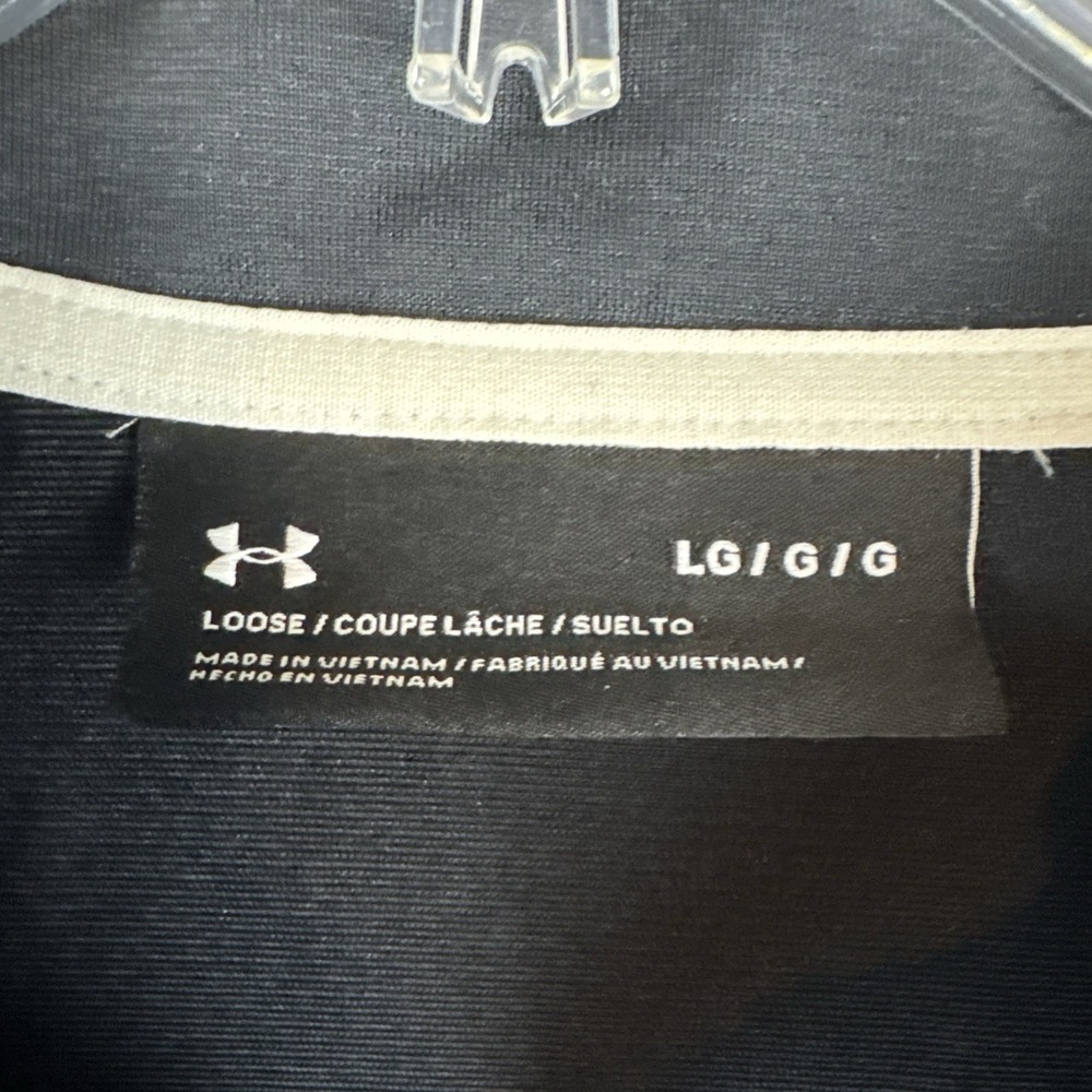 Under Armour Full Zip Windbreaker Jacket Mens L Loose Blk/grey Mock Neck Pockets - Picture 5 of 8